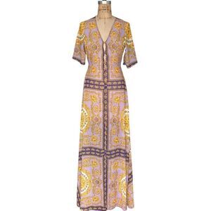 MINAA MONROE Gold and Purple Maxi Dress - Size Small